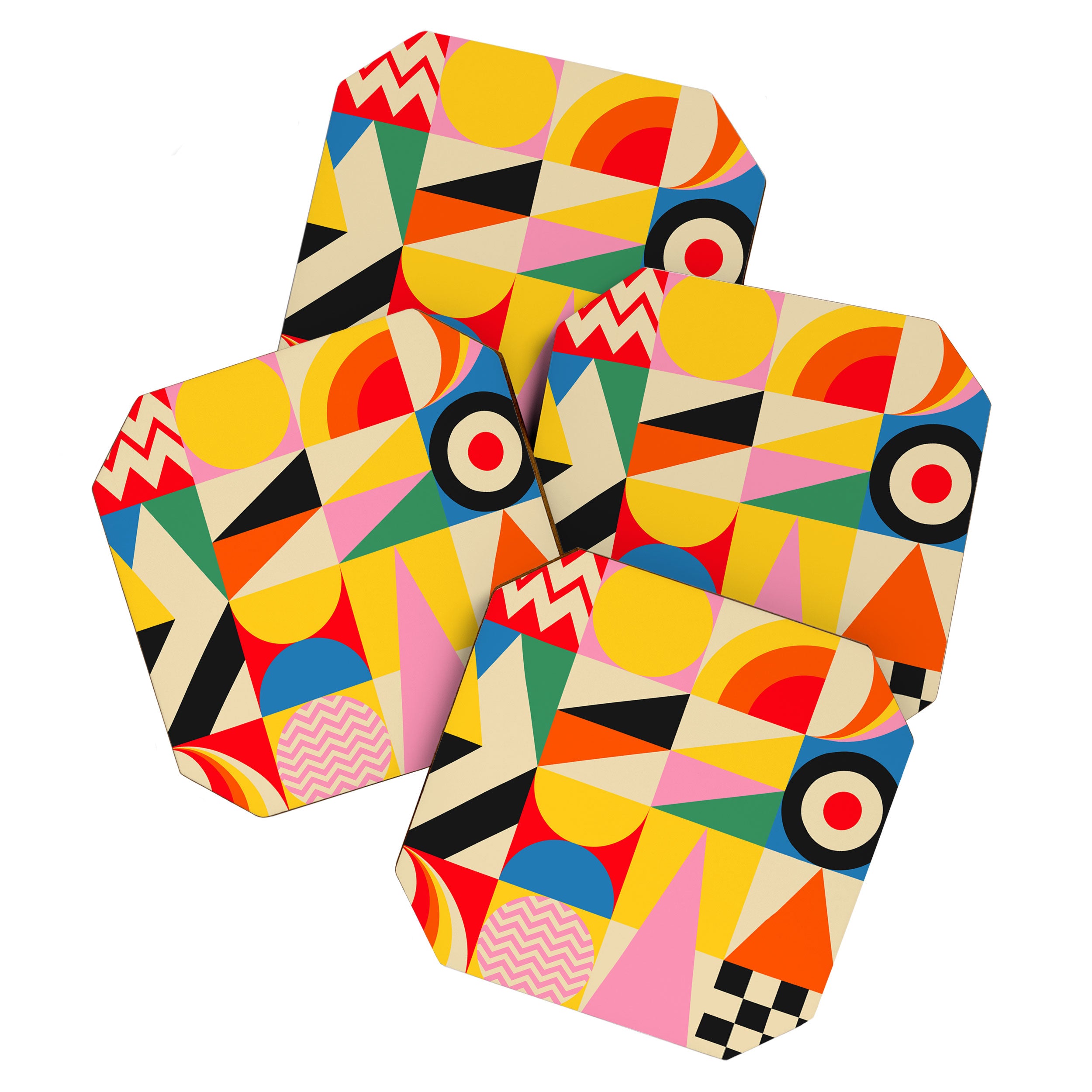 Happy Geometric Vibes Coaster Gallery Image 1