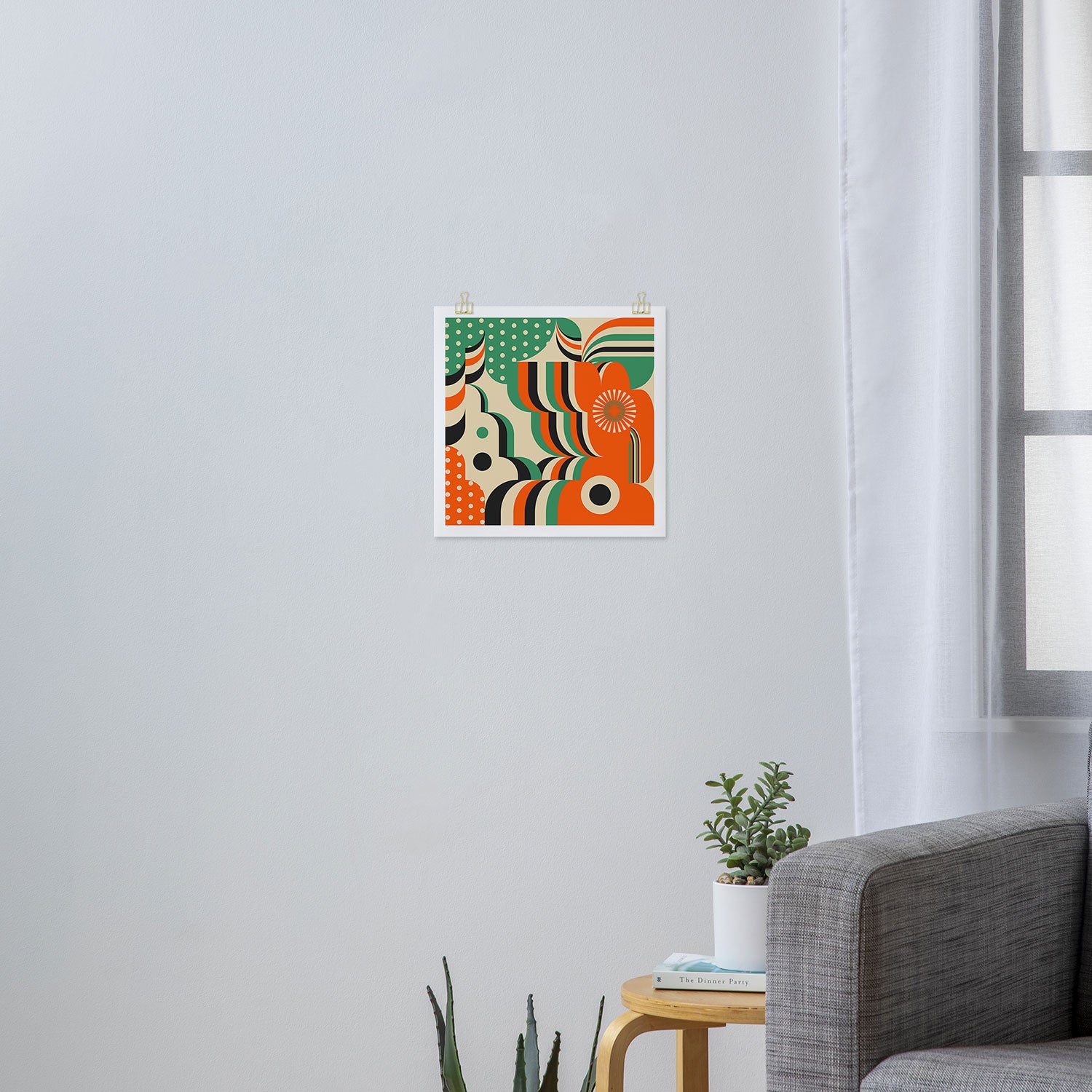 Happy Orange Green Geometric Garden Art Print Gallery Image 3