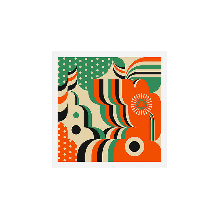 Happy Orange Green Geometric Garden Art Print Gallery Image 1