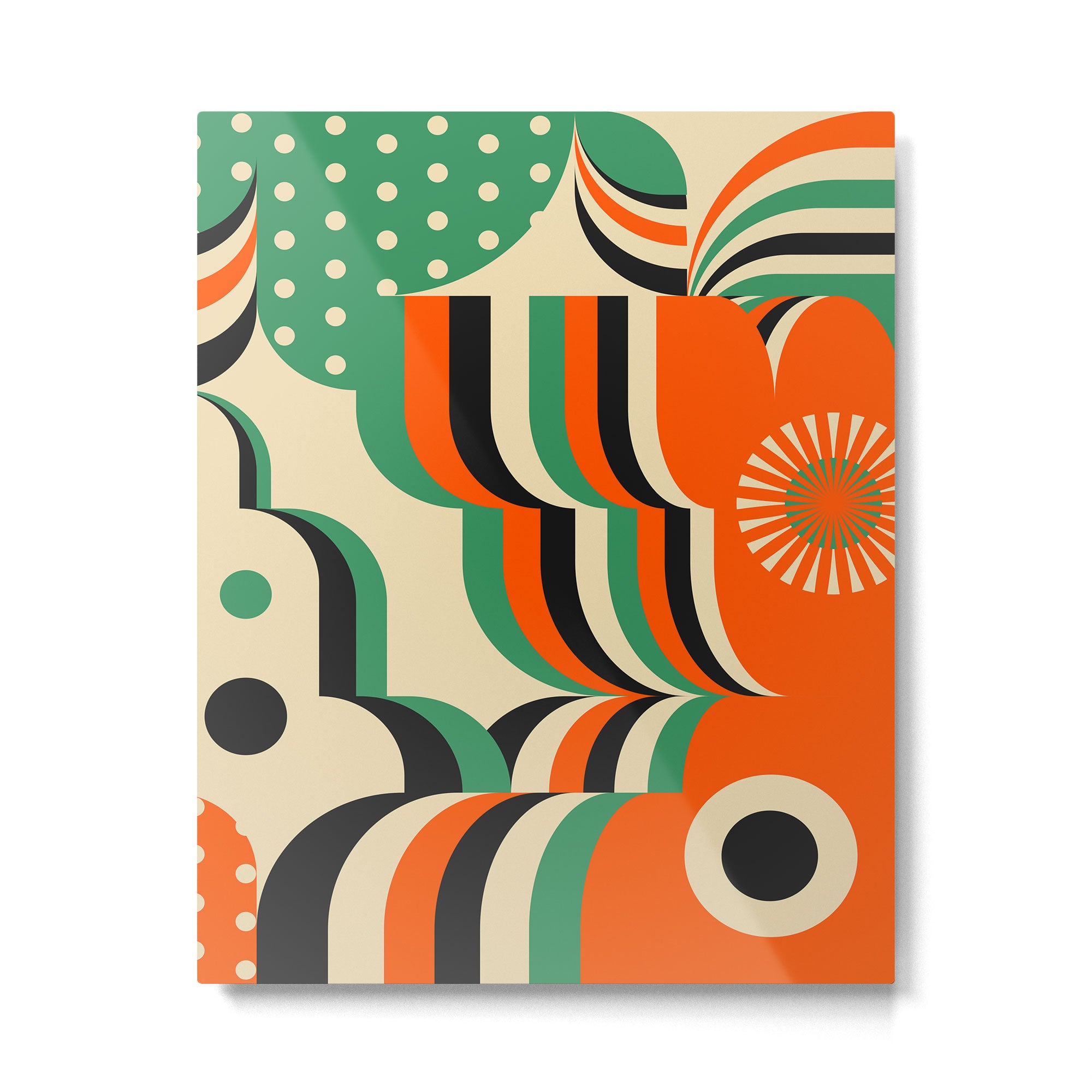 Happy Orange Green Geometric Garden Metal Print Gallery Image 6