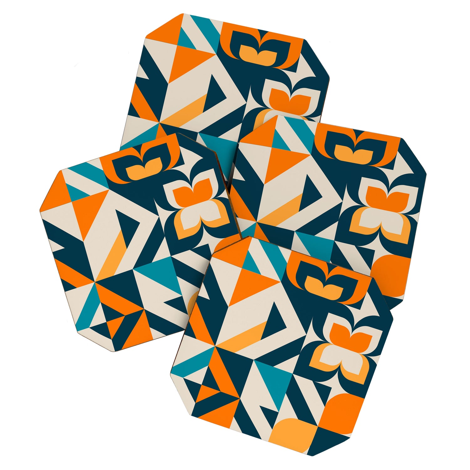 Modern Geometric flowers pattern Coaster Gallery Image 1