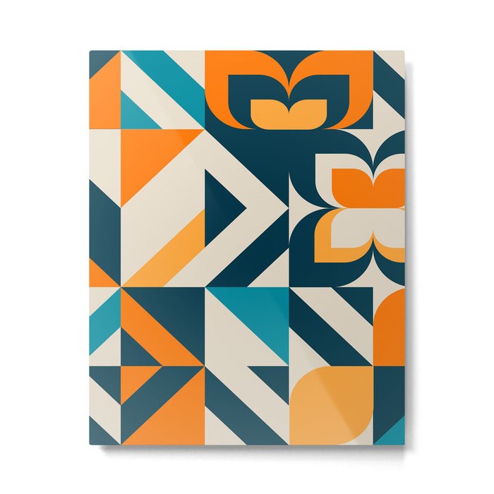 Modern Geometric flowers pattern Metal Print Gallery Image 1