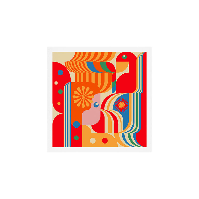 Orange Happy Girl and Cute Duck Art Print Gallery Image 1