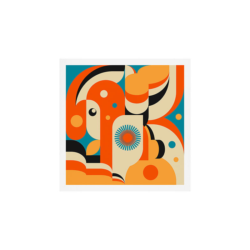 Retro Geometric Abstract Girl and Landscape Illustration Art Print Gallery Image 1
