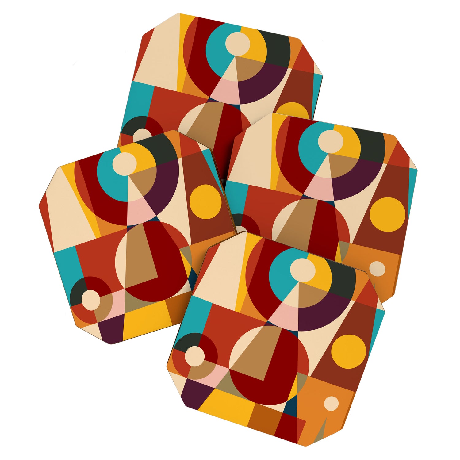 Retro Geometric Collage Coaster Gallery Image 1