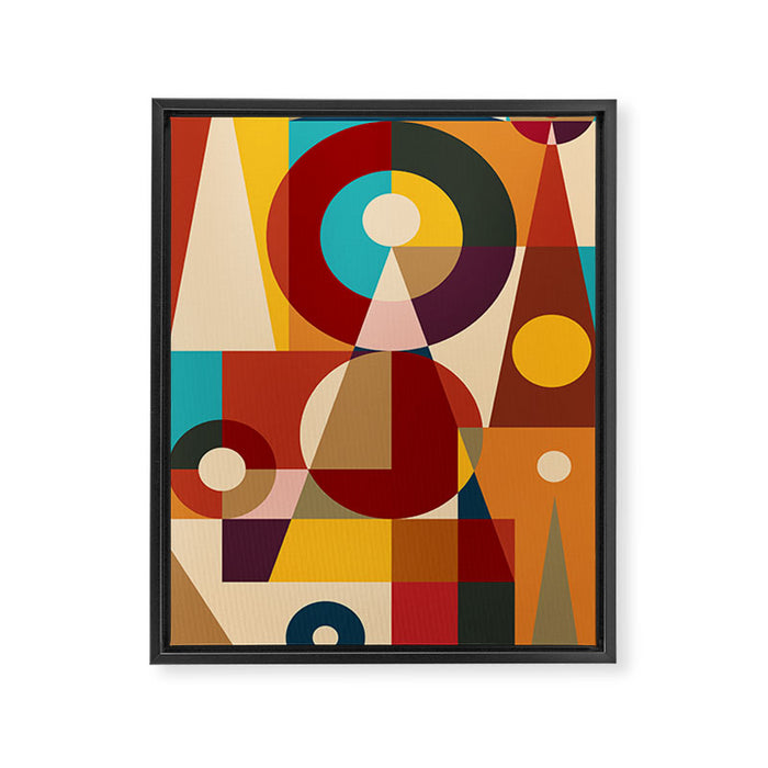 Retro Geometric Collage Framed Canvas Print Gallery Image 1