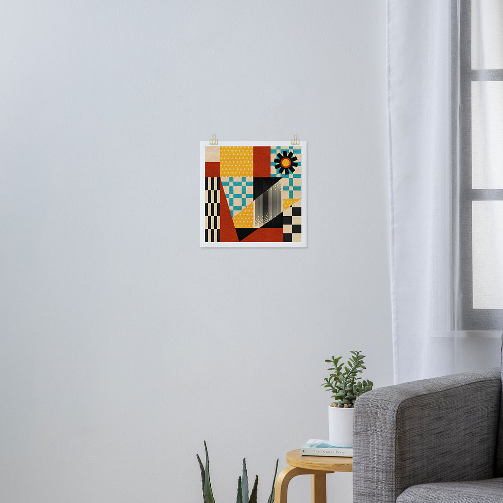 Retro Textured Modern Geometry City   Art Print Gallery Image 3