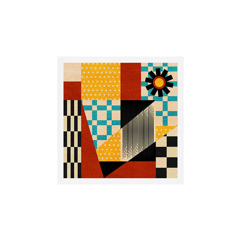 Retro Textured Modern Geometry City   Art Print Gallery Image 1