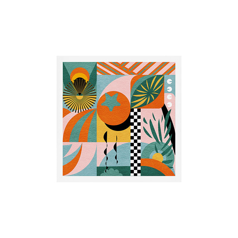 Tropical Orange Forest Sunset / Summer Nature Geometry Landscape Art Print Gallery Image 1