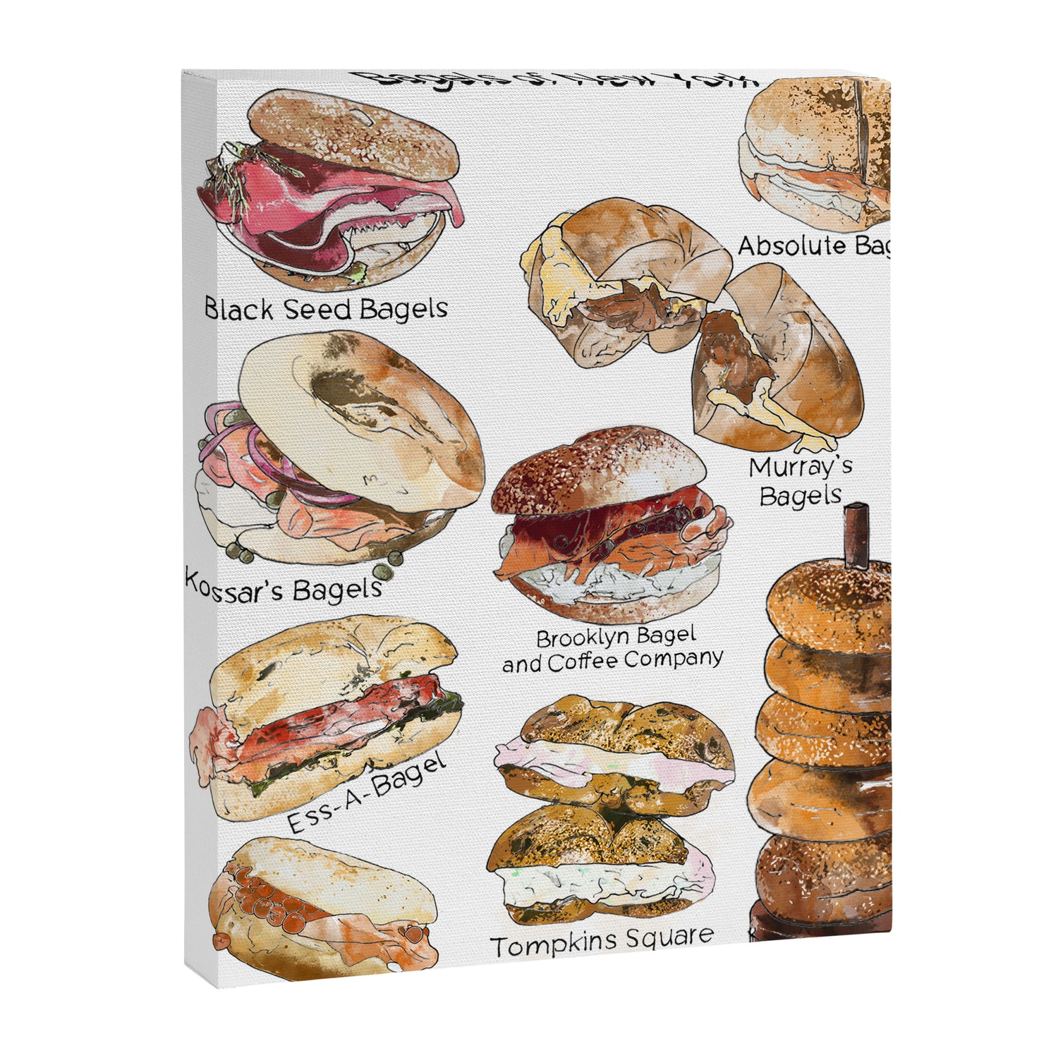 Bagels of New York City Canvas Print Gallery Image 3