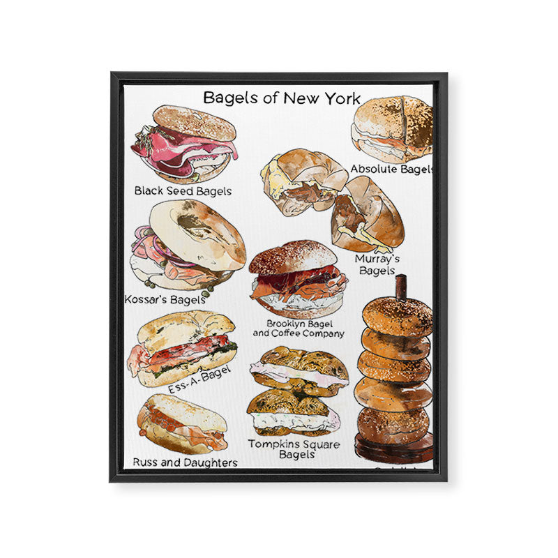 Bagels of New York City Framed Canvas Print Gallery Image 3