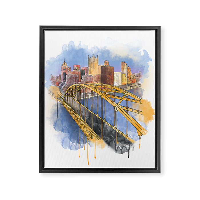 Pittsburgh Fort Pitt and Downtown Framed Canvas Print Gallery Image 1