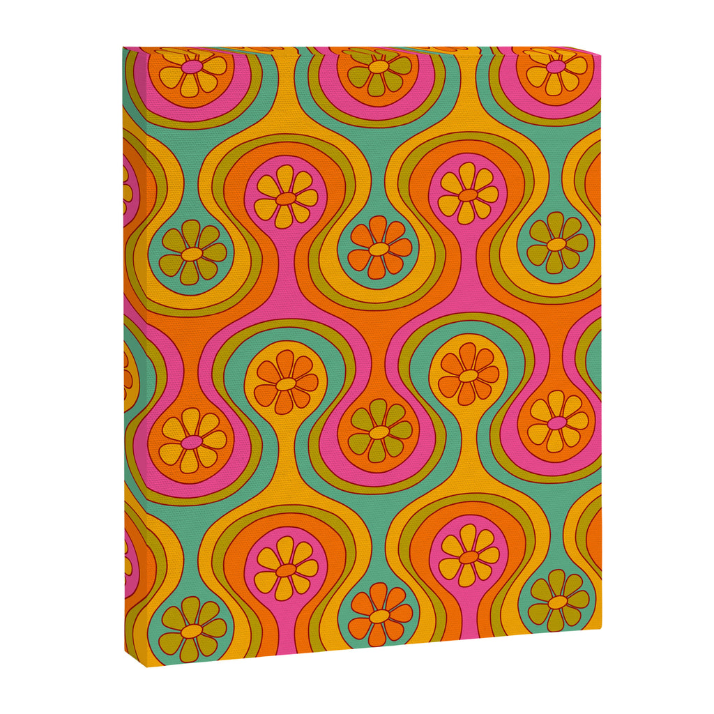 Groovy 60s Midcentury Modern Flower Pattern Canvas Print Gallery Image 8