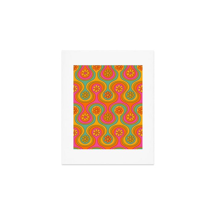 Groovy 60s Midcentury Modern Flower Pattern Art Print Gallery Image 1