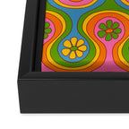 Groovy 60s Midcentury Modern Flower Pattern Framed Canvas Print Gallery Image 3