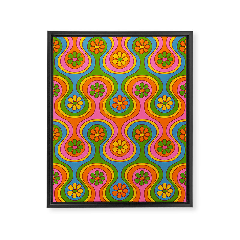 Groovy 60s Midcentury Modern Flower Pattern Framed Canvas Print Gallery Image 8