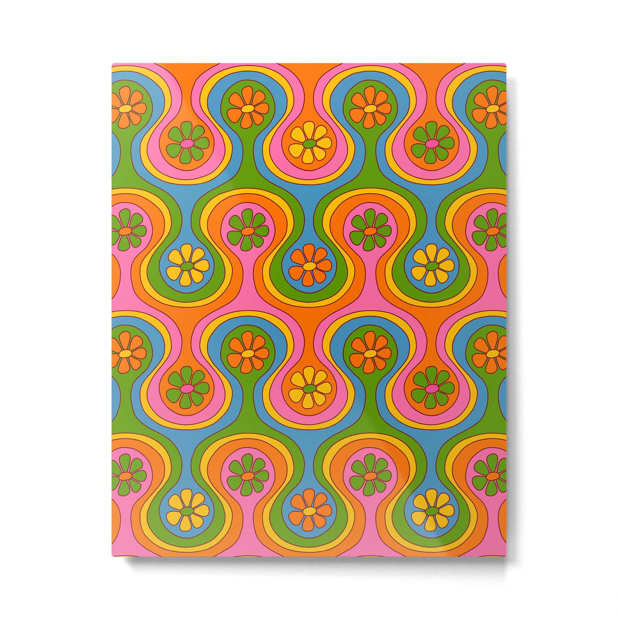 Groovy 60s Midcentury Modern Flower Pattern Metal Print Gallery Image 6