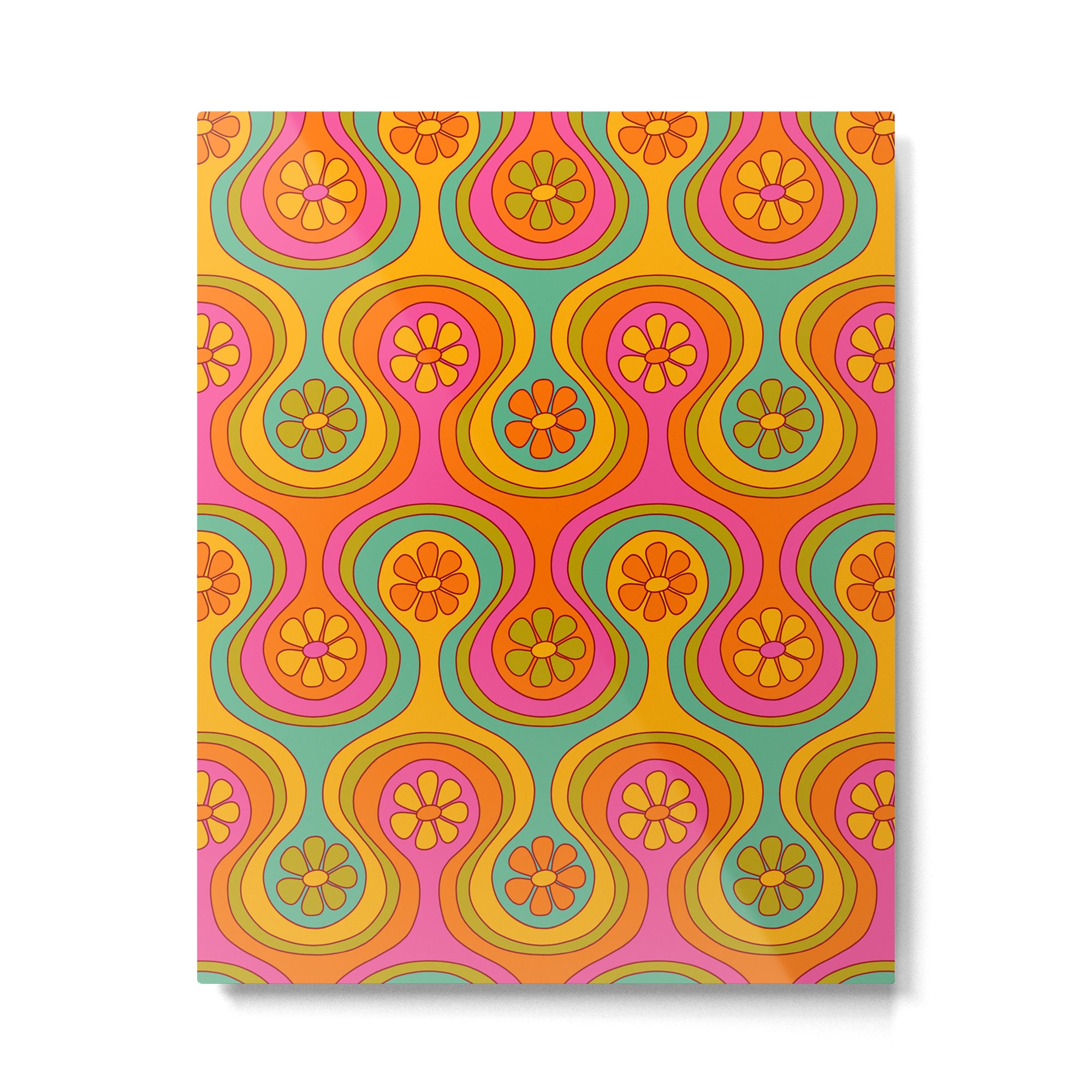 Groovy 60s Midcentury Modern Flower Pattern Metal Print Gallery Image 6