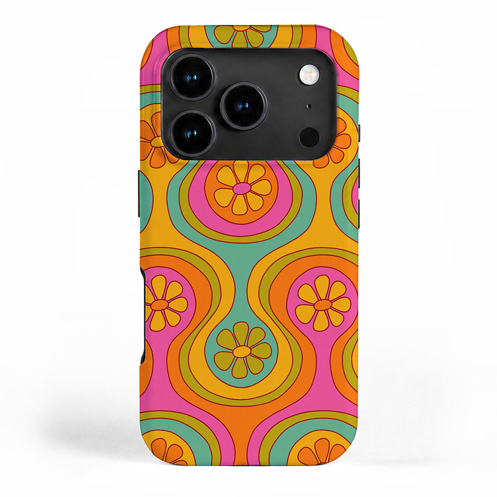 Groovy 60s Midcentury Modern Flower Pattern iPhone Case Gallery Image 1