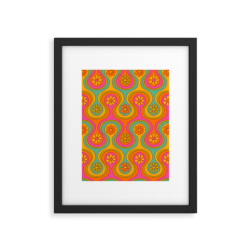Groovy 60s Midcentury Modern Flower Pattern Framed Art Print Gallery Image 6