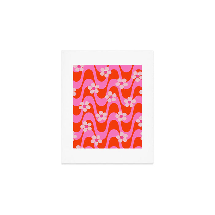 Groovy Pink Flower Power Art Print Gallery Image 1