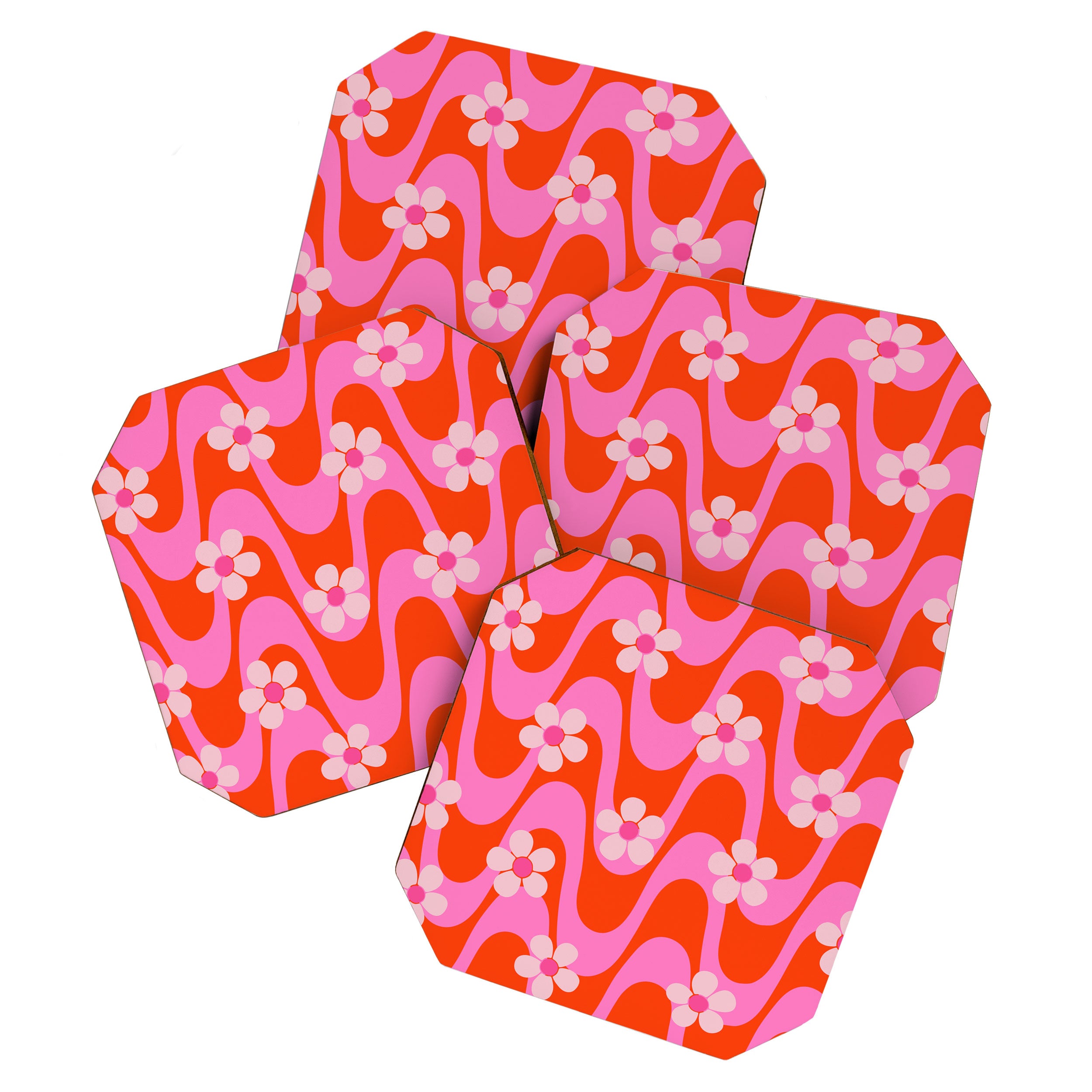 Groovy Pink Flower Power Coaster Gallery Image 1