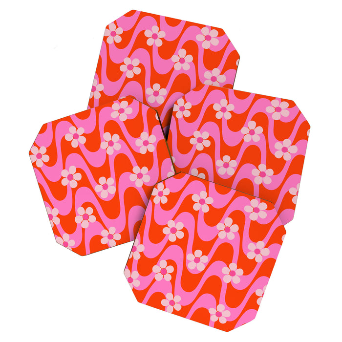 Groovy Pink Flower Power Coaster Gallery Image 1