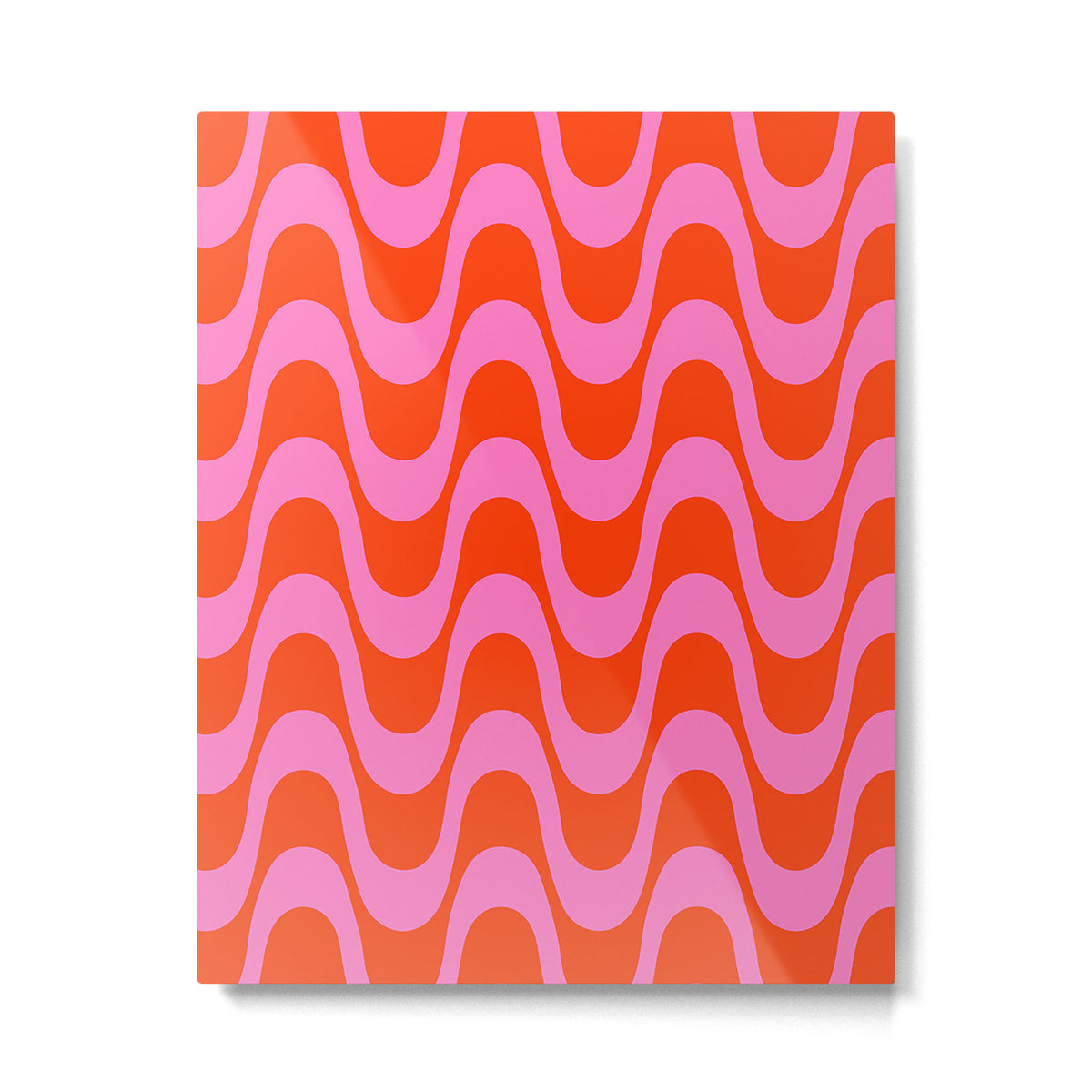 Retro Groovy Waves - Red and Pink Metal Print Gallery Image 6