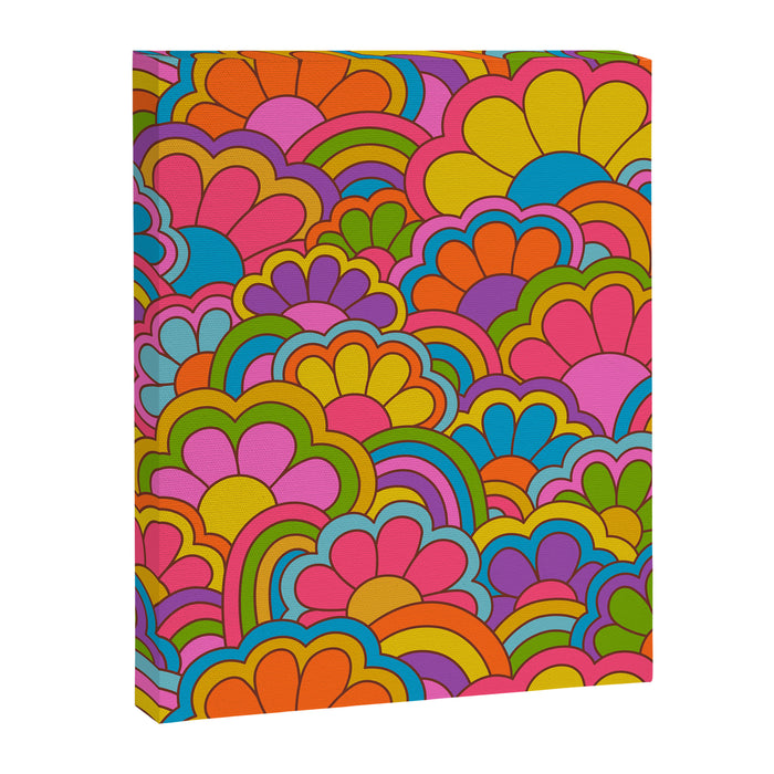 Retro Rainbow Flower Pattern Canvas Print Gallery Image 1