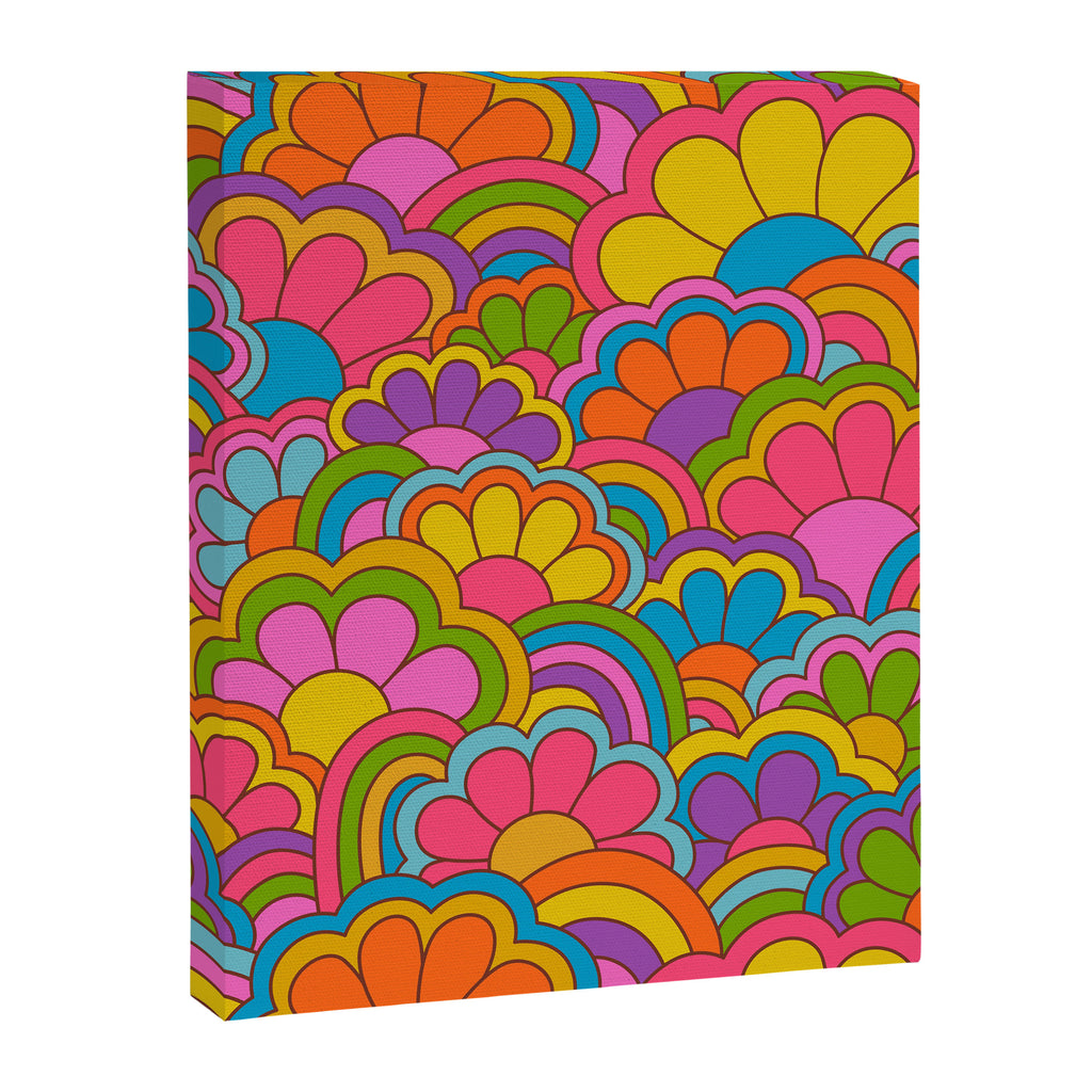 Retro Rainbow Flower Pattern Canvas Print Gallery Image 8