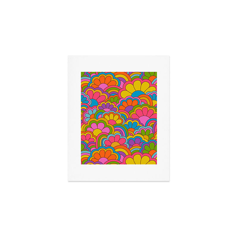 Retro Rainbow Flower Pattern Art Print Gallery Image 1