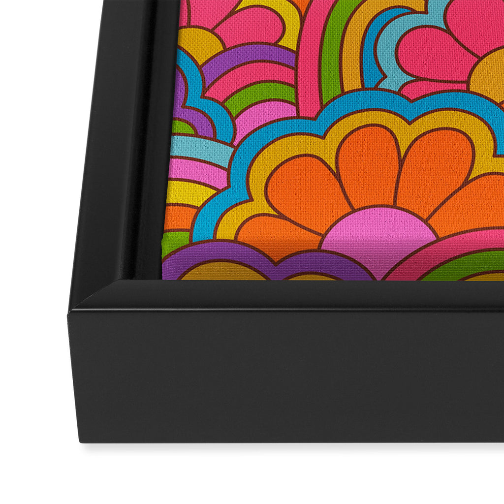 Retro Rainbow Flower Pattern Framed Canvas Print Gallery Image 3