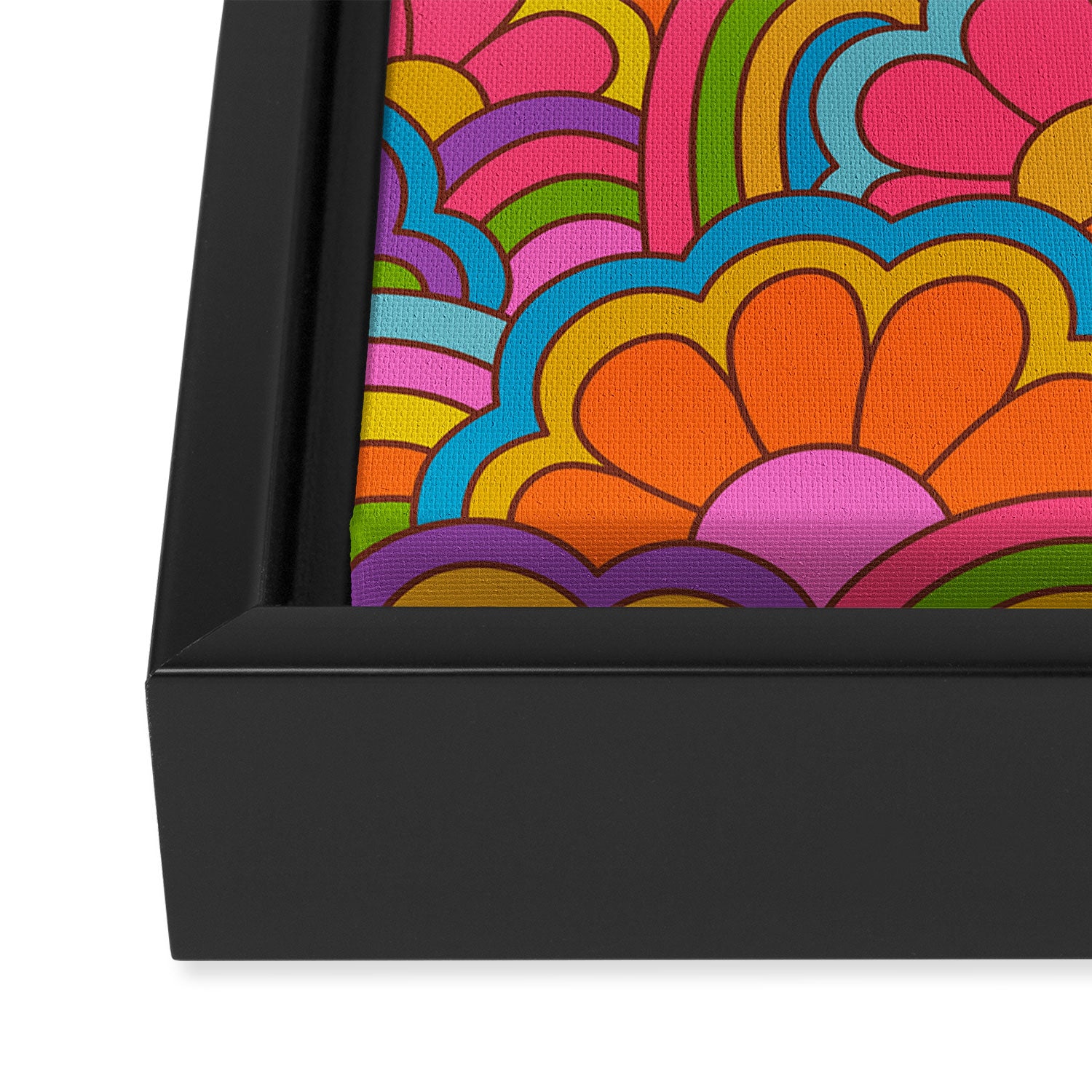 Retro Rainbow Flower Pattern Framed Canvas Print Gallery Image 3
