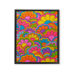 Retro Rainbow Flower Pattern Framed Canvas Print Gallery Image 8