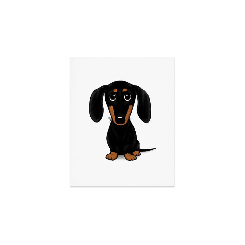 Black and Tan Dachshund | Cute Cartoon Wiener Dog Art Print Gallery Image 1