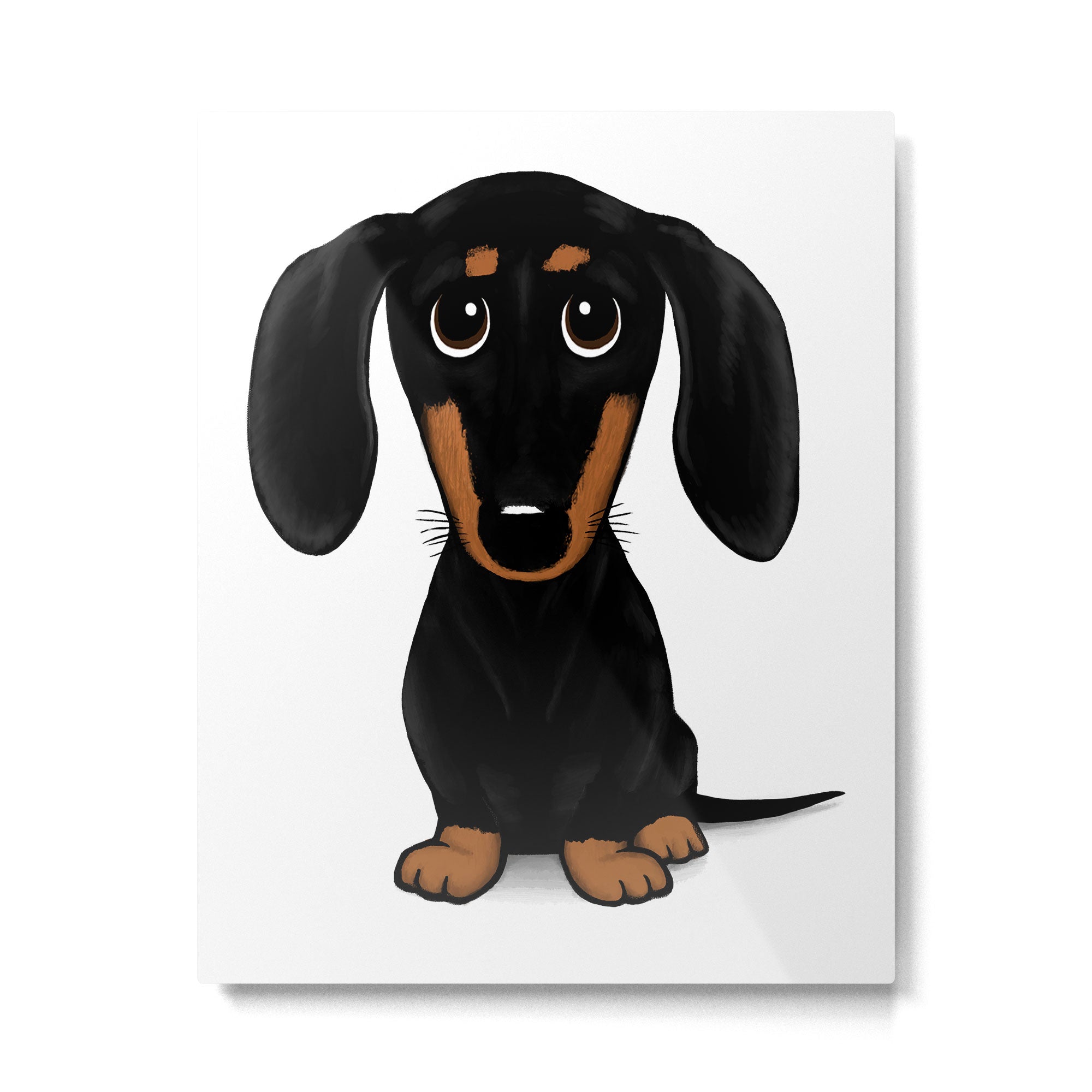 Black and Tan Dachshund | Cute Cartoon Wiener Dog Metal Print Gallery Image 6