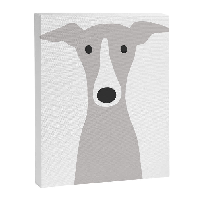 Cute Greyhound, Italian Greyhound or Whippet Cartoon Dog Canvas Print Gallery Image 1