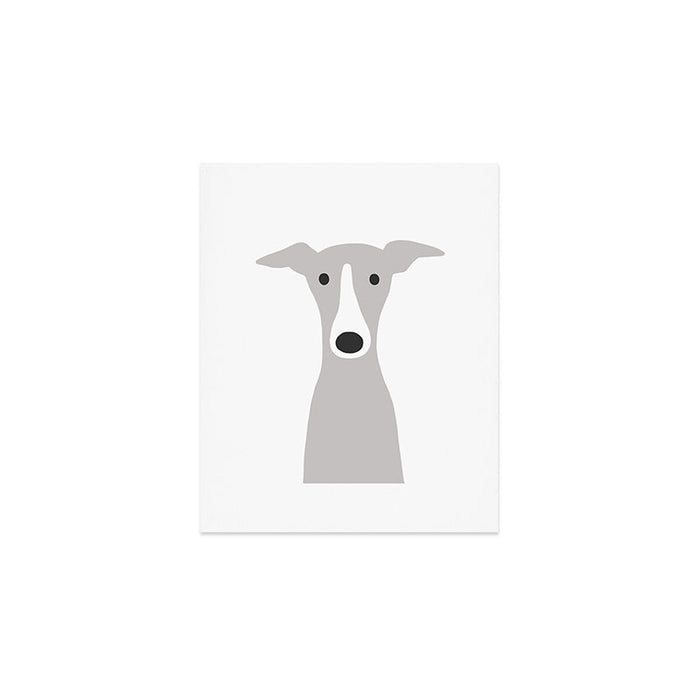 Cute Greyhound, Italian Greyhound or Whippet Cartoon Dog Art Print Gallery Image 1
