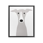 Cute Greyhound, Italian Greyhound or Whippet Cartoon Dog Framed Canvas Print Gallery Image 8