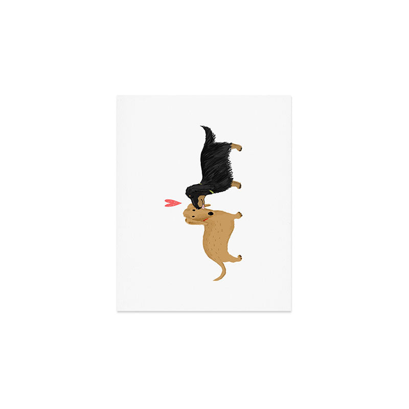 Cute Wiener Dogs with Heart | Dachshunds Love Art Print Gallery Image 1