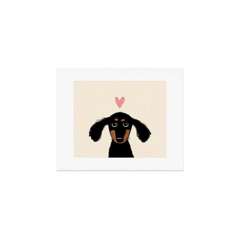 Dachshund Love | Cute Longhaired Black and Tan Wiener Dog Art Print Gallery Image 1