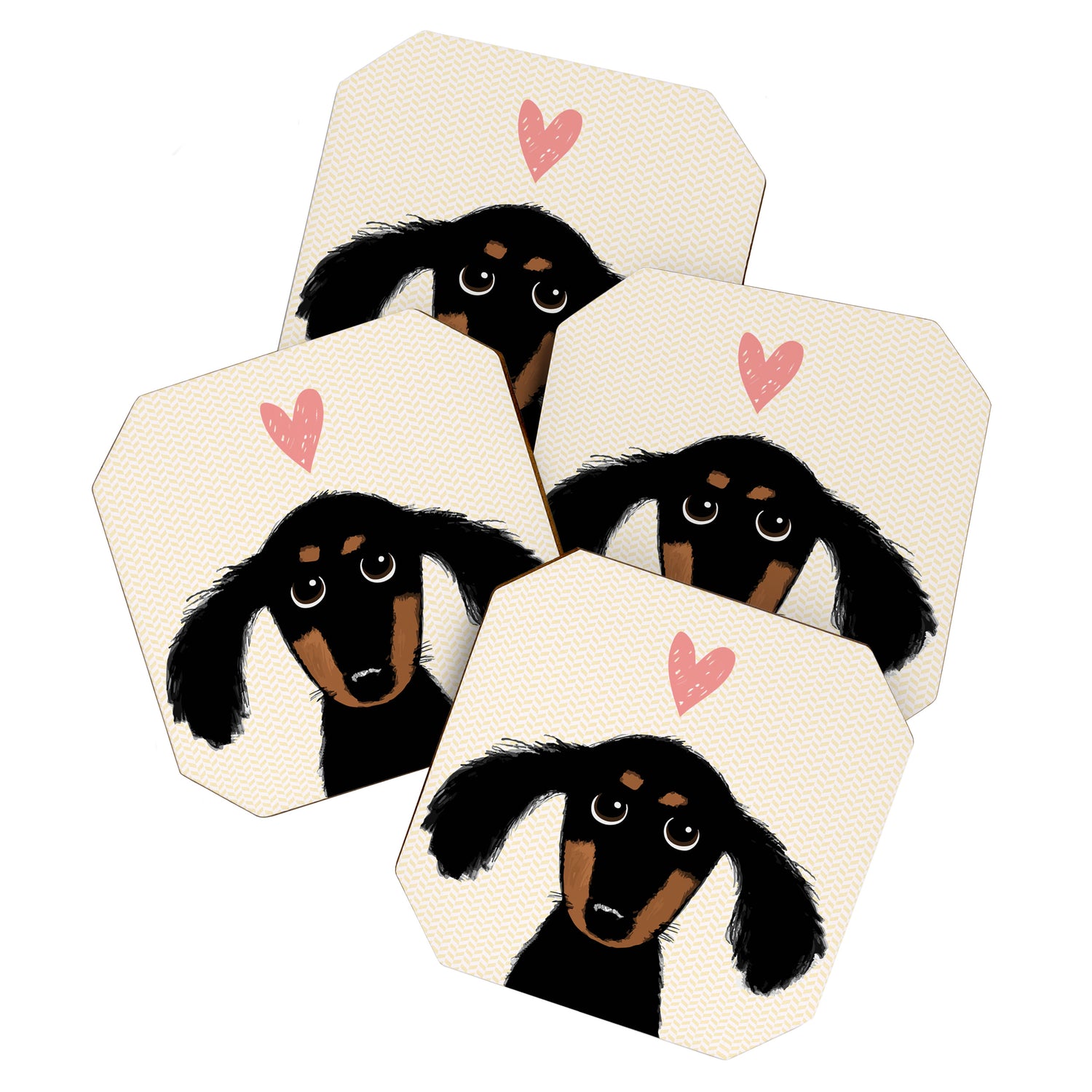 Dachshund Love | Cute Longhaired Black and Tan Wiener Dog Coaster Gallery Image 1