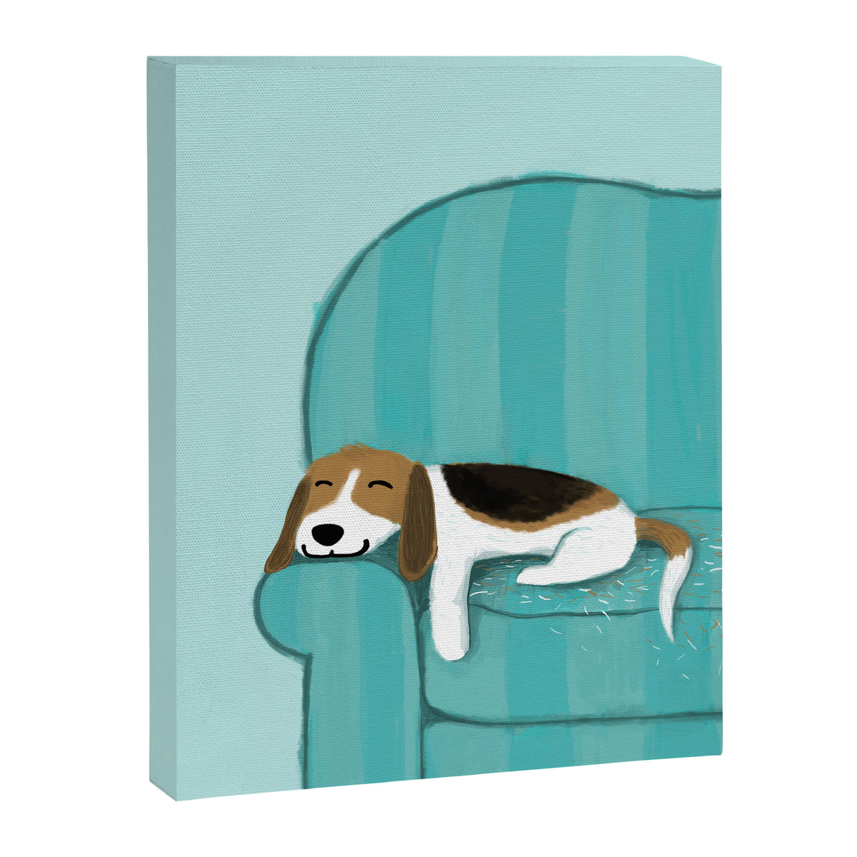 Happy Couch Beagle | Cute Sleeping Dog Canvas Print Gallery Image 8
