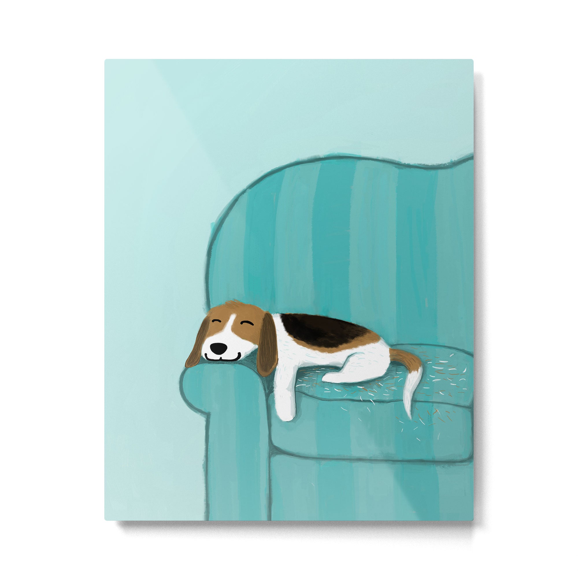Happy Couch Beagle | Cute Sleeping Dog Metal Print Gallery Image 6