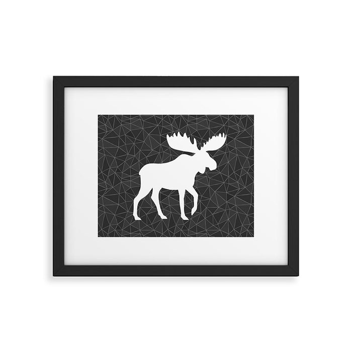 White Moose Silhouette Framed Art Print Gallery Image 1