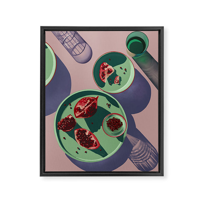 Autumn Pomegranates Still Life Framed Canvas Print Gallery Image 1