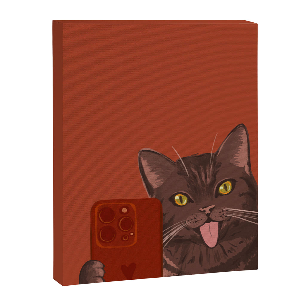 Cute Black Cat Selfie Autumn Halloween Art Canvas Print Gallery Image 6