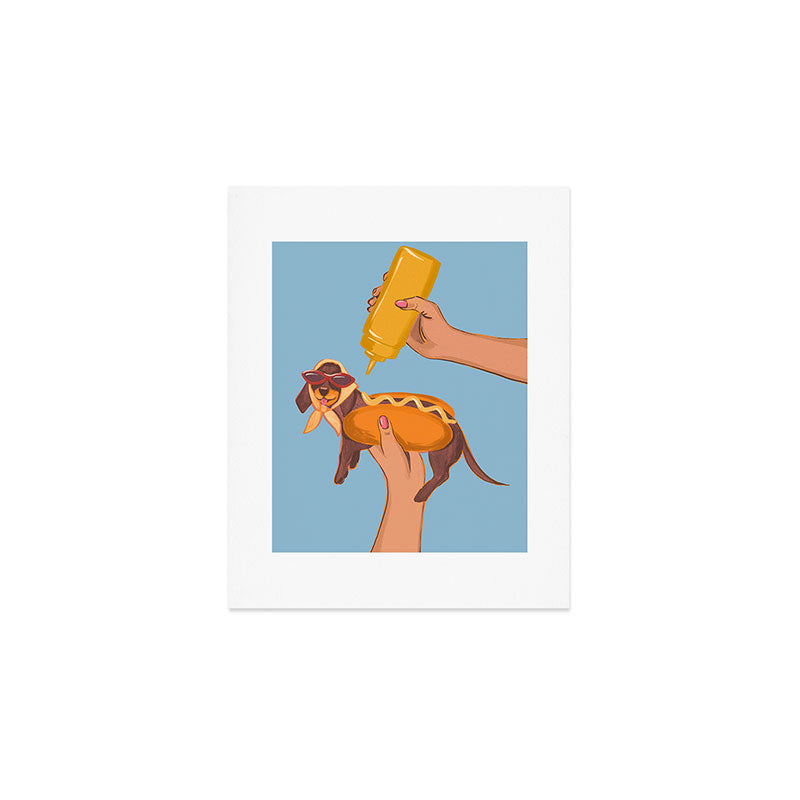 Hot Dog Dachshund Retro Pop Vintage-inspired art Art Print