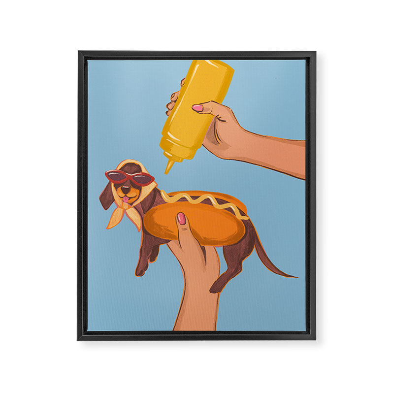 Hot Dog Dachshund Retro Pop Vintage-inspired art Framed Canvas Print Gallery Image 3