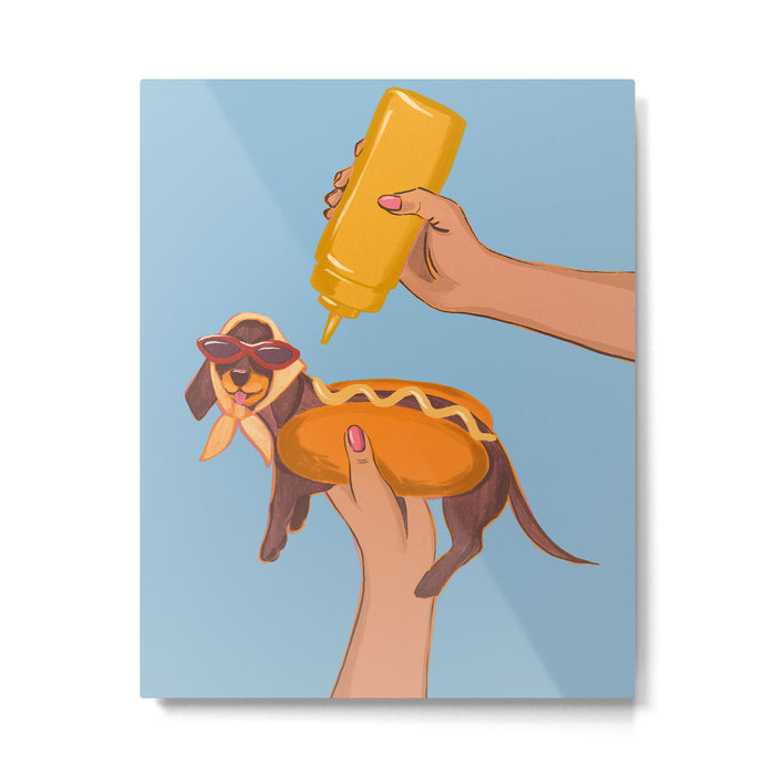 Hot Dog Dachshund Retro Pop Vintage-inspired art Metal Print Gallery Image 1